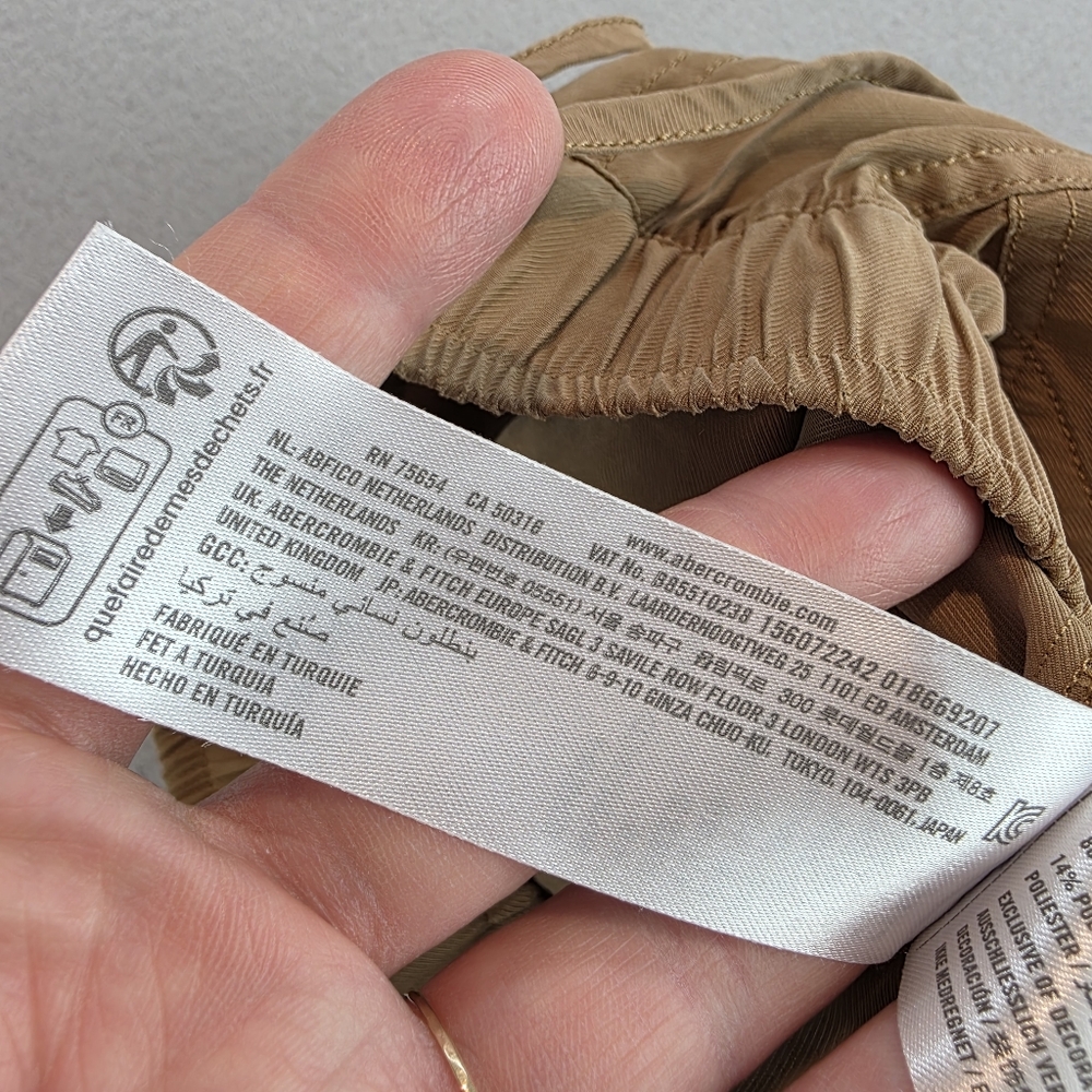 Abercrombie & Fitch Lightweight Modal Joggers‎ Pants Beach Boho Summer Lg SHORT - Picture 5 of 10